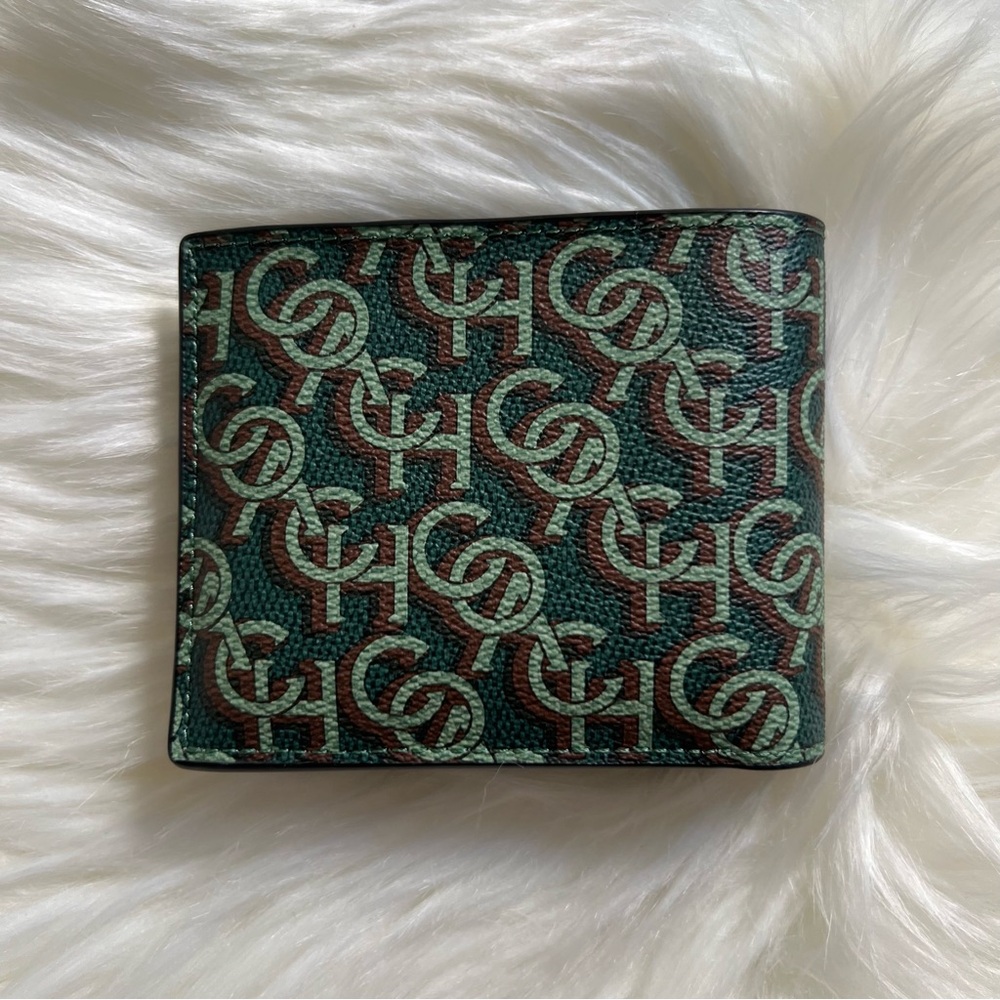 Coach Green Signature Mens Billfold Wallet